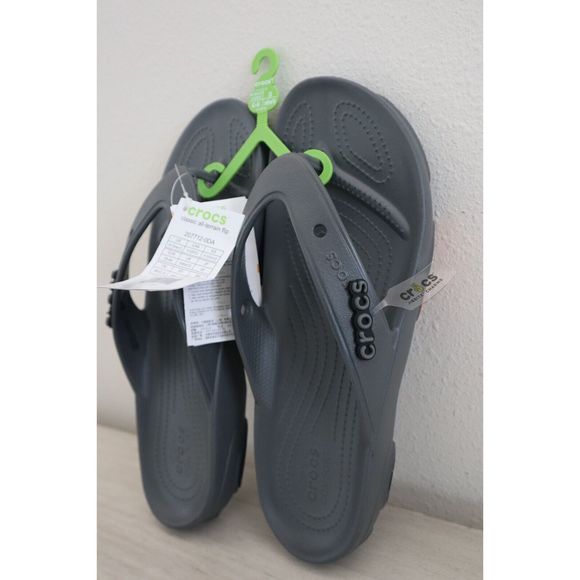 Crocs Unisex Men's Sz 10 Women's 12 Gray Classic All Terrain Flip Flop Sandals - Picture 2 of 8